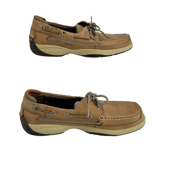 Sperry Top Sider Boat Shoes 12 Tan‎ Leather 0777924 Slip On Nautical Yacht Club - Picture 5 of 13